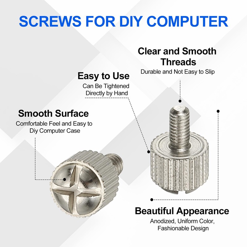 sourcing map 10 Pcs Computer Case Thumb Screws, M3x6 Thread