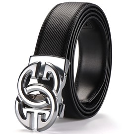 JEKIXHUA Real Leather Men Ratchet Belt Genuine Cowhide Customizable Fit Strap 1.5" Wide (Silver-1, 26" to 45" Waist Adjustable)