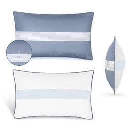 Blau Marité Set of 2 Outdoor Pillows Waterproof - Decorative Patio Throw Pillows for Outdoor Furniture - Lumbar & Accent Pillow Covers for Porch, Garden, Deck & Backyard (Blue and White, 20" x 12")