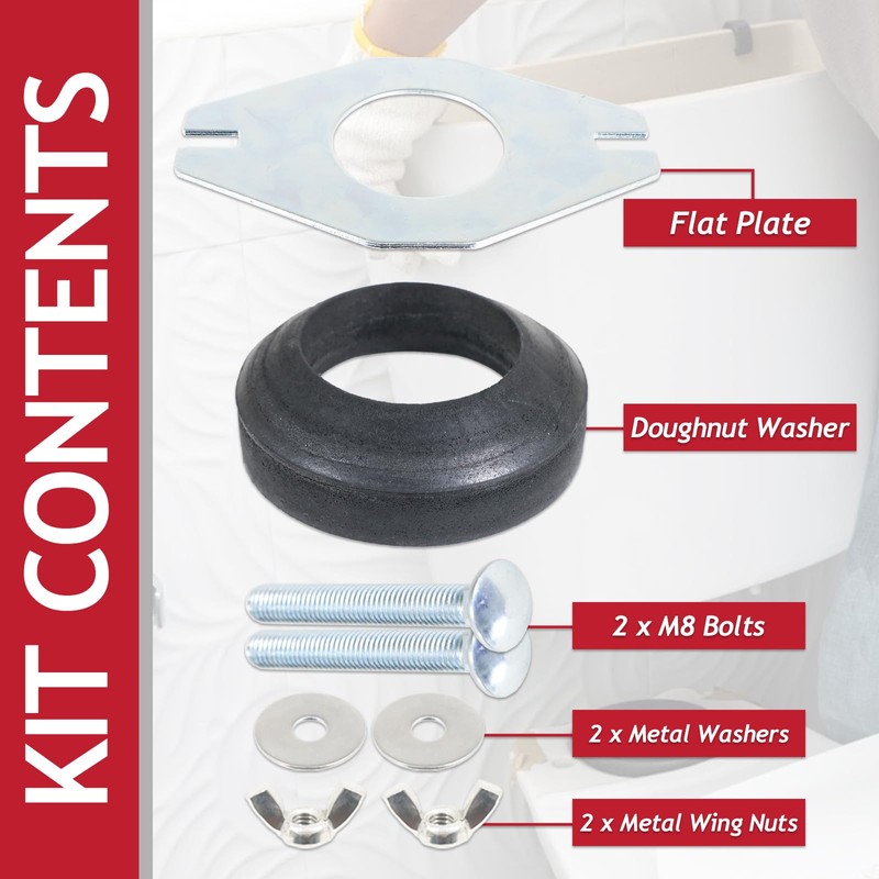 SPARES2GO Universal Toilet Cistern Close Coupling Fixing Kit Flat Metal