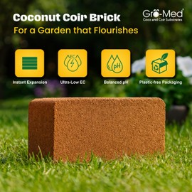 Gro-Med Coco Coir Brick 2s Pack – 1.4 lb Each,Expands to 20 Quarts, Enriched with NPK, Organic Potting Soil Mix for Plants, Seed Starting,Herbs,Flowers and Ideal Reptile Bedding for Snakes & Terrarium