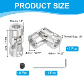 PATIKIL Rotatable Universal Steering Shaft 6mm to 6mm Inner Dia, 4 Pcs U Joint Shaft Coupling U Joints Coupler Connector Accessories with M4 Screws for Motor Model Robots