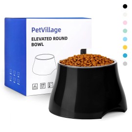 Petvillage Bowls,Cone Friendly Non Slip Single Dog Bowl with Stainless Steel Inner, Raised