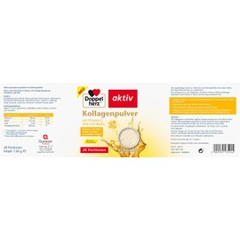 Doppelherz Collagen Powder with Vitamin C, Zinc and Biotin, 5000 mg Collagen Hydrolysate Each 7.5 g Powder, 20 Servings, Lemon Flavour, 150 g