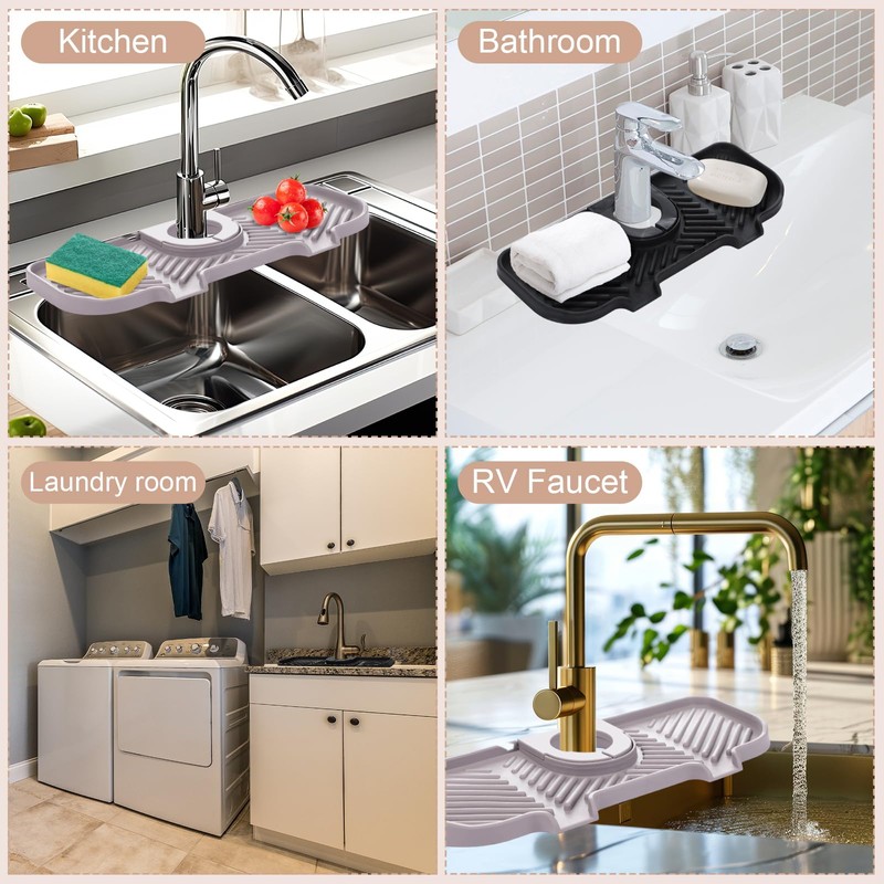 2 Pcs Silicone Faucet Splash Guard 10.6 ” x 4.3”