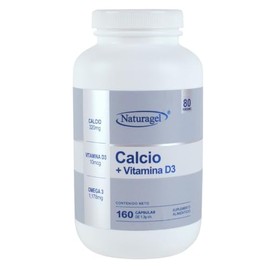 CALCIO + D3 | Naturagel Calcio con Vitamina D3 y Omega 3 | 160 Cápsulas de 1.3 g | Suplemento Alimenticio | Apoyo Nutricional para Huesos y Dientes
