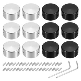 sourcing map 12 Pcs Footswitch Toppers Guitar Pedal Button Caps Metal Footswitch Top Cover 3/8" for Guitar Effects Pedal Buttons, Silver, Black