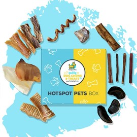 hotspot pets Build Your Own Premium Dog Chew Box - All Natural Dog Chews, Bones & Treats - Bully Stick, Ears, Jerky Chews, Antlers, Hooves,- Single Ingredient Chews for Light & Aggressive Chewers
