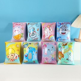 Cartoon Inflatable Arm Floats for Kids & Adults - Double Airbag, Cute Yellow Duck Astronaut Design One Size/Shark 10ea