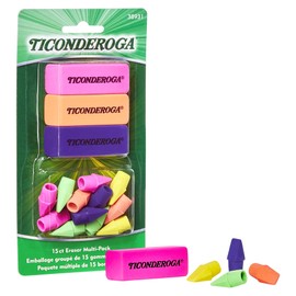 Ticonderoga Erasers, Neon, 15 Count (Pack of 8) (38931SP)