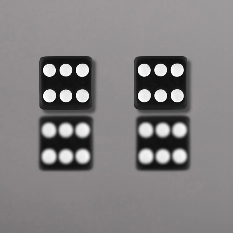 Black Dice Stud Earrings - Sterling Silver 0.5cm x 0.5cm