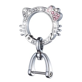 Pangpai Car Keychain for Women, Carabiner Keychain with Key Rings, Cute Crystal Rhinestone Key Chain Clip (Pink)