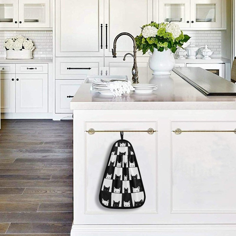 visesunny Black and White Cat Animal Kitchen Dish Towel with