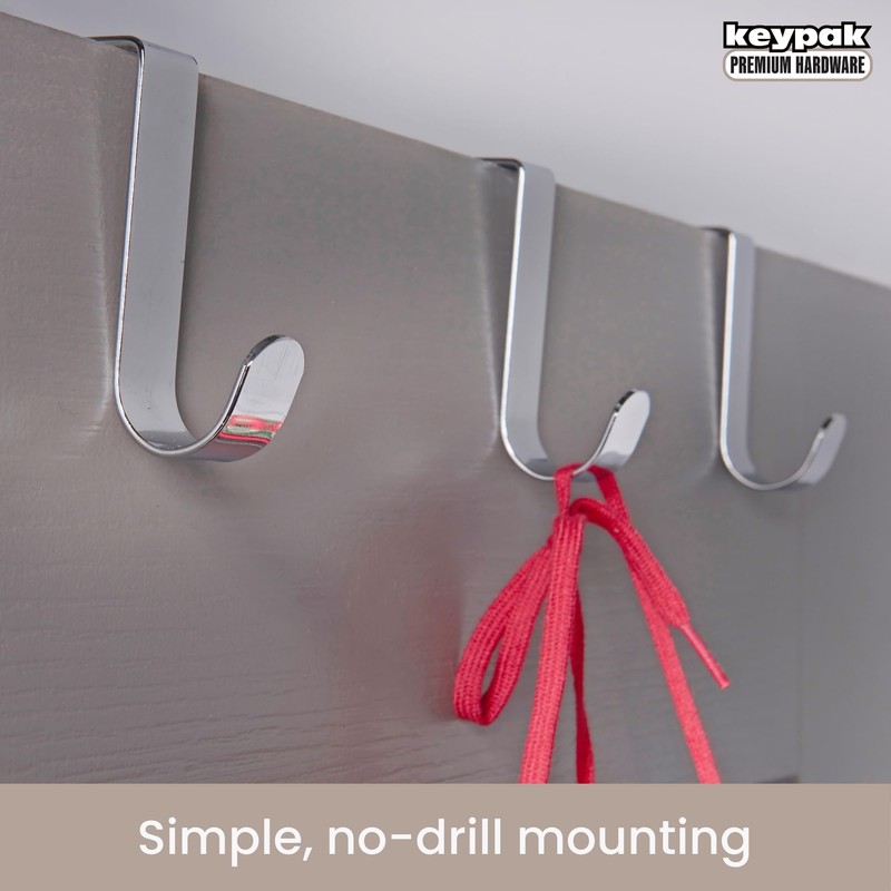Keypak Over Door Hanger, Set of 3 Metal Hooks, Fits