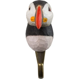 WILDLIFEGARDEN Wildlife Garden WG4799 Puffin Hook - Hand Carved Wooden and Metal Animal Hook - Polar Animal Collection