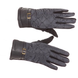 Sakkas GL171 - Emie Quilted and Lace Super Soft Warm Driving Gloves Touch Screen Capable - 17104-navy - L/XL