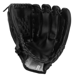 PVC Thicken Baseball Glove Training Competition Gloves for Adults Children(Black 12.5inch)
