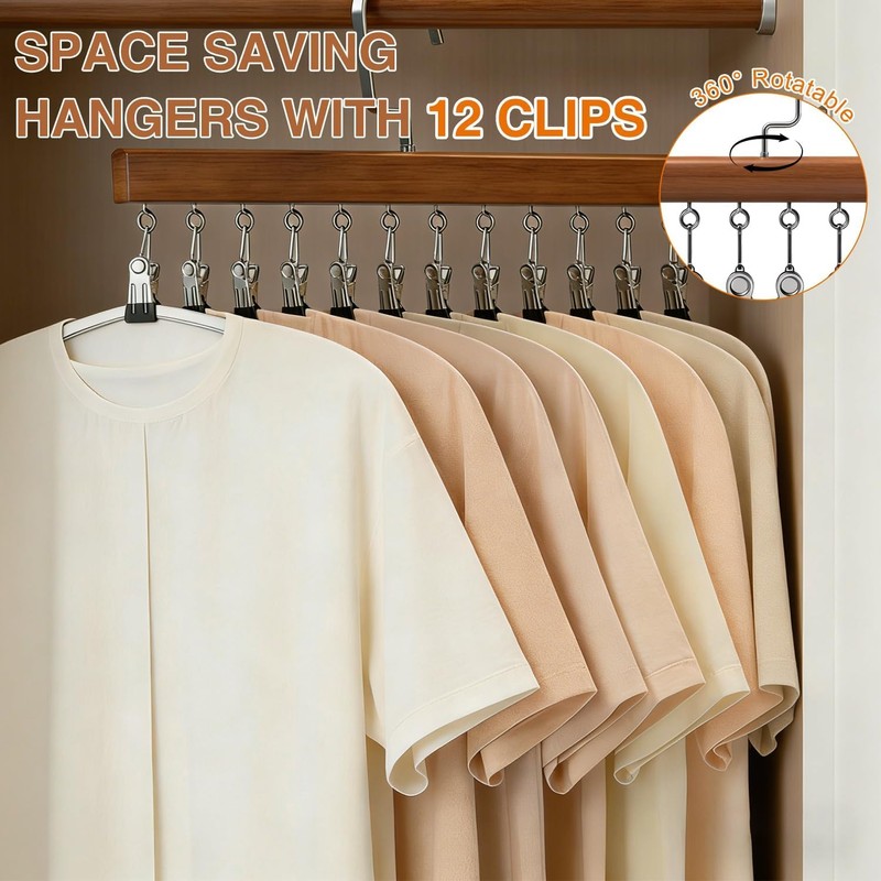 Closet Organizer with 12 Clips, Space Saving Hangers for Clothes,