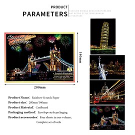 12 Pieces Scratch Art Paper Rainbow Painting Sketch City Series Night Art Craft Scratch Board for Adults Kids with 5 Tools