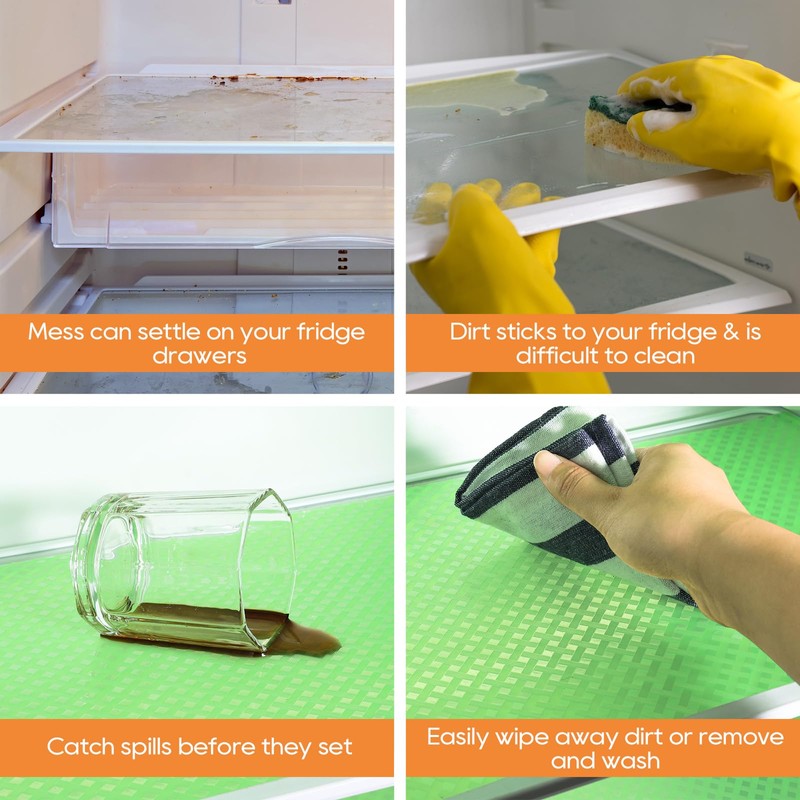 Green Fridge Liner Shelf Liners for Kitchen Cabinet Refrigerator Liners