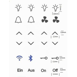 Switch Sticker Set with 24 Stickers Light Stickers and Fan Bell Arrows Stickers (RP 24/3) (11 mm)
