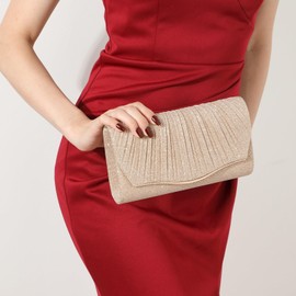 Taadyin Silver Glitter Clutch Purse for Women, Detachable Chain Crossbody Bag with Satin Sequin Design, Spacious Interior Shoulder Purses Handbags for Formal Events Weddings Prom