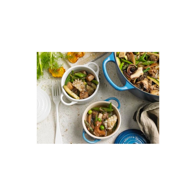 Le Creuset Stoneware Set of 4 Mini Cocottes with Cookbook,