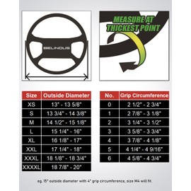 Belinous Leather Steering Wheel Cover Lace Up, Stitch on Steering Wheel Wrap, Universal Fit 13-20 Inch Car Truck Pickup Boat, A Whole Piece of Cowhide, DIY w/Needle Thread (Size M4, Black)