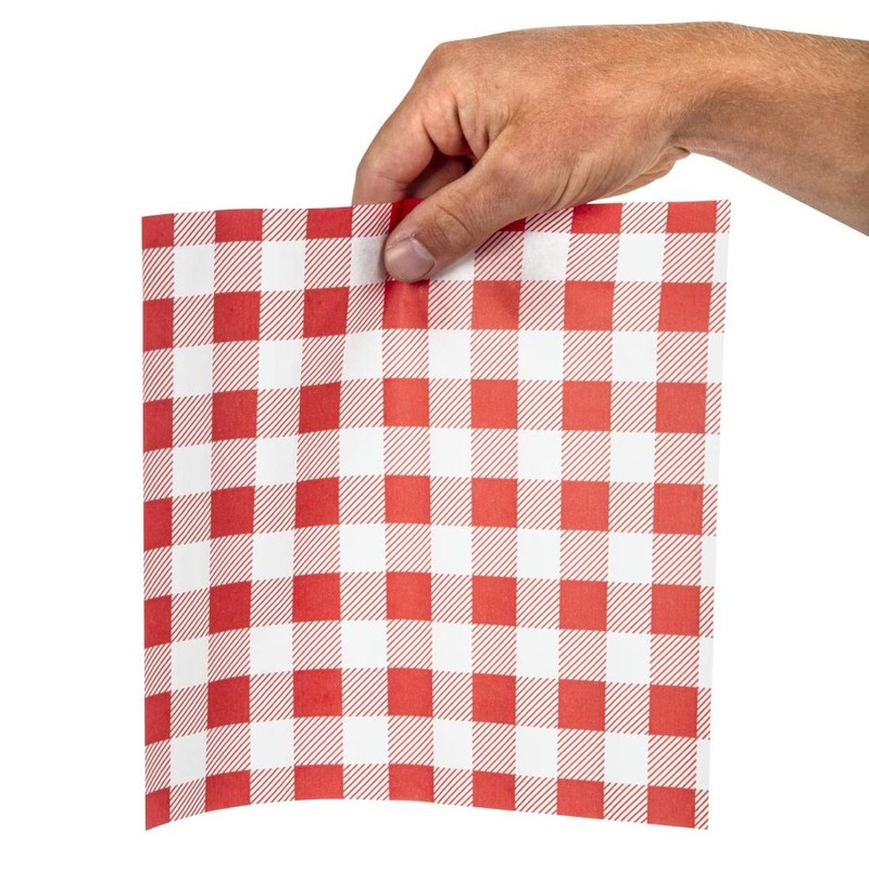 CL657 Red Gingham Greaseproof Paper, 250 mmx 250 mm (Pack