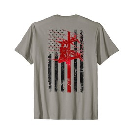 Lineman American flag Electric Cable Lineworker T-Shirt
