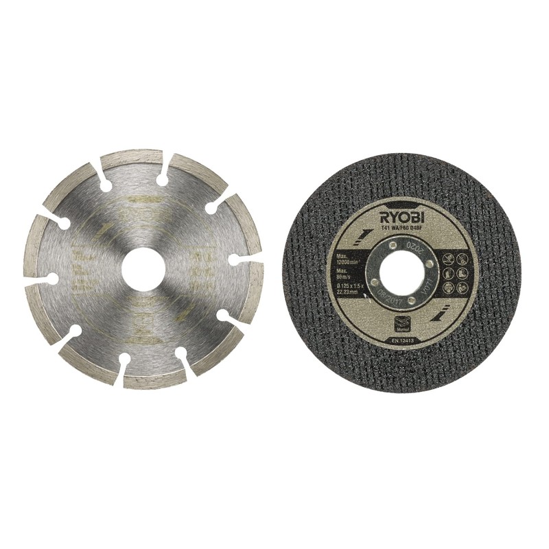 Ryobi RAK6AGD125 Angle Grinder 125mm Cutting Kit (6 Piece), Grey