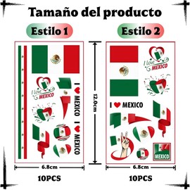 20PCS Láminas Tatuajes Temporales Con La Bandera de México, Pegatinas de Tatuajes para Mundial 2026, Adhesivos de Transferencia Facial. Ideales para El Eventos Deportivos de Fútbol y Celebraciones. (México)