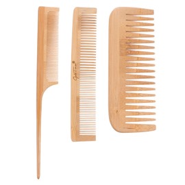 Minkissy 3pcs Home Salon Bamboo Detangling Hair Brush for Women Men Curly Hair Combs