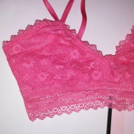 Victoria's Secret Victoria Secret Bralette Bra XS Pink Scoop Daisy Lace Unlined Wireless New