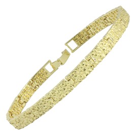 Classic Nugget Design 14kt Gold Tone 7mm 14mm or 24mm 8 inch Bracelet Bling (7)