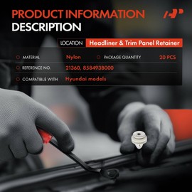 A-Premium 20PCS Nylon Headliner & Trim Panel Retainer Clips Triple Head Compatible with Hyundai Elantra 2001-2010, Equus 2014-2016, Entourage 2008, Genesis Coupe 2010-2012