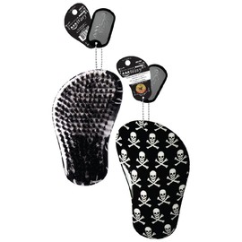 Wave Brush Premium Coiler Medium Wavy Curved Hairbrush 50% Boar Bristle 50% Nylon (Pirate Skull)