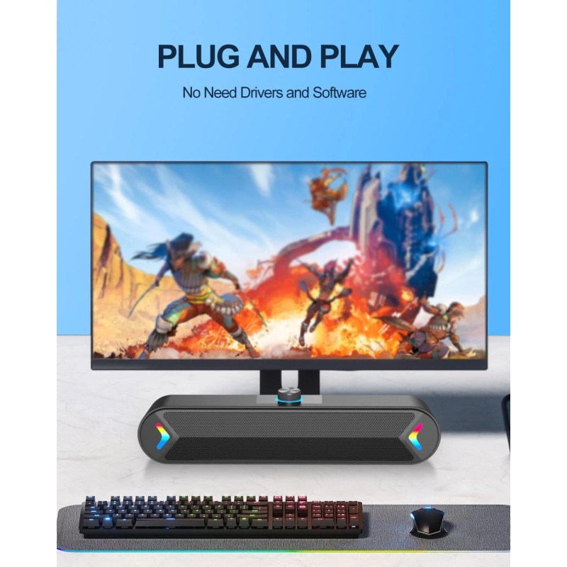 LENRUE Bocinas Grandes Amplificadas Para Sala Computadora Tv Laptop Gamer