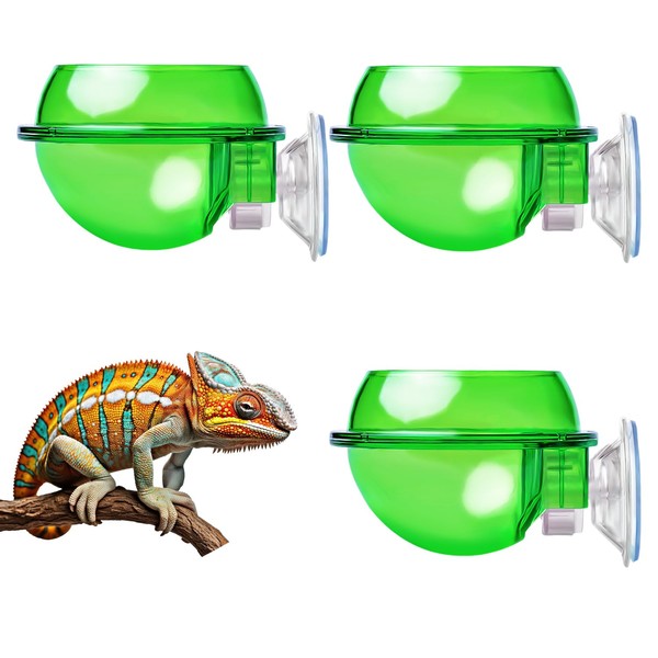 MEISH 3 Pieces Reptile Food Water Bowl Suction Cup Reptile