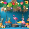 JarThenaAMCS Tropical Flower Garland Luau Hibiscus Palm Leaves Paper Banner