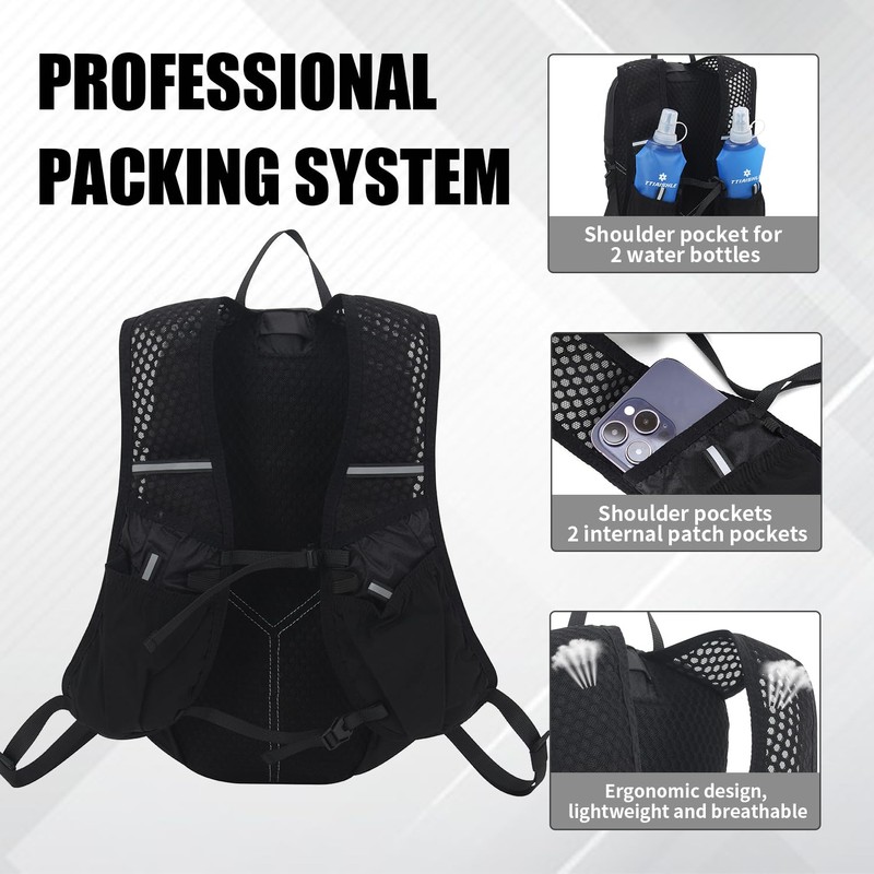 TTIAISHLE Running Vest Women and Men Trail Run Backpack Hydration