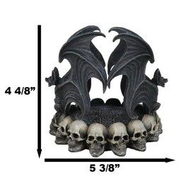 Ebros Gift Nosferatu Gothic Cathedric Twin Bats On Graveyard of Skulls Candle Or Wine Bottle Holder Figurine Day of The Dead Skeletons Macabre Bat Accent