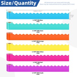 Glarks 6 Rolls 196.8ft Colorful Borders for Bulletin Board, Scalloped Classroom Borders Trim, Scalloped Rolled Border Trim, Pastel Scalloped Borders Bulletin for Classroom, School & Office Decor