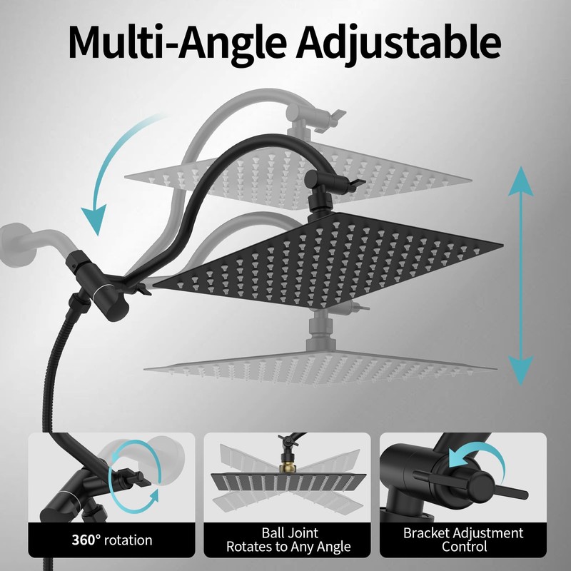 All Metal 10" Rain Showerhead with Handheld Spray Combo, Rainfall