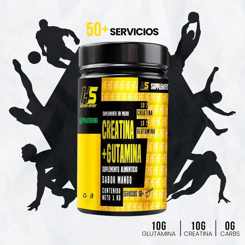 3pz De Creatina Glutamina 1kg Hiper Sport Sabor Mango