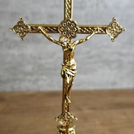 BC Catholic Metal Standing Crucifix, Jesus Christ Cross for Altar, Catholic W...