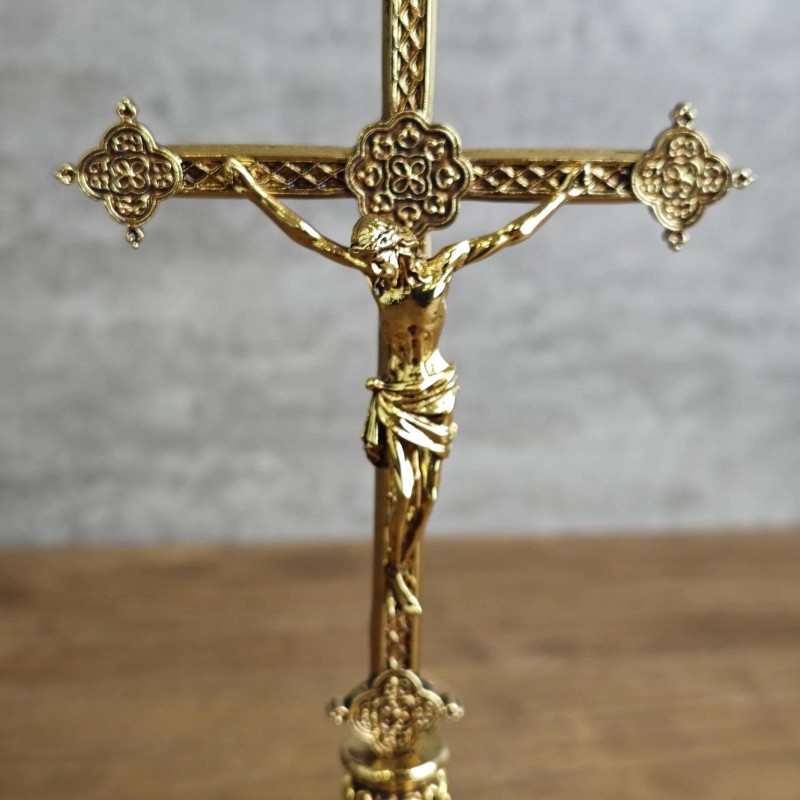 BC Catholic Metal Standing Crucifix, Jesus Christ Cross for Altar,