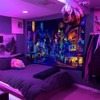 Bzhilja Blacklight Japanese Anime Tapestry, UV Reactive Punk Cityscape Wall