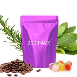 200 Pieces Smell Proof Resealable Bags(4.3x6.3inch, Purple), Stand Up Zipper Lock Aluminum Foil Bag, Packaging for Small Businesses, Packaging Bags for Food/Nuts Storage