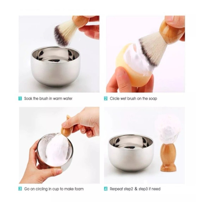 Mafab Brocha Para Espuma Afeitar Mango Madera Suave Profesional